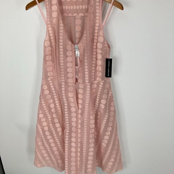 NWT Donna Morgan pink dot sleeveless fit and flare dress sz 8 - Picture 1 of 6